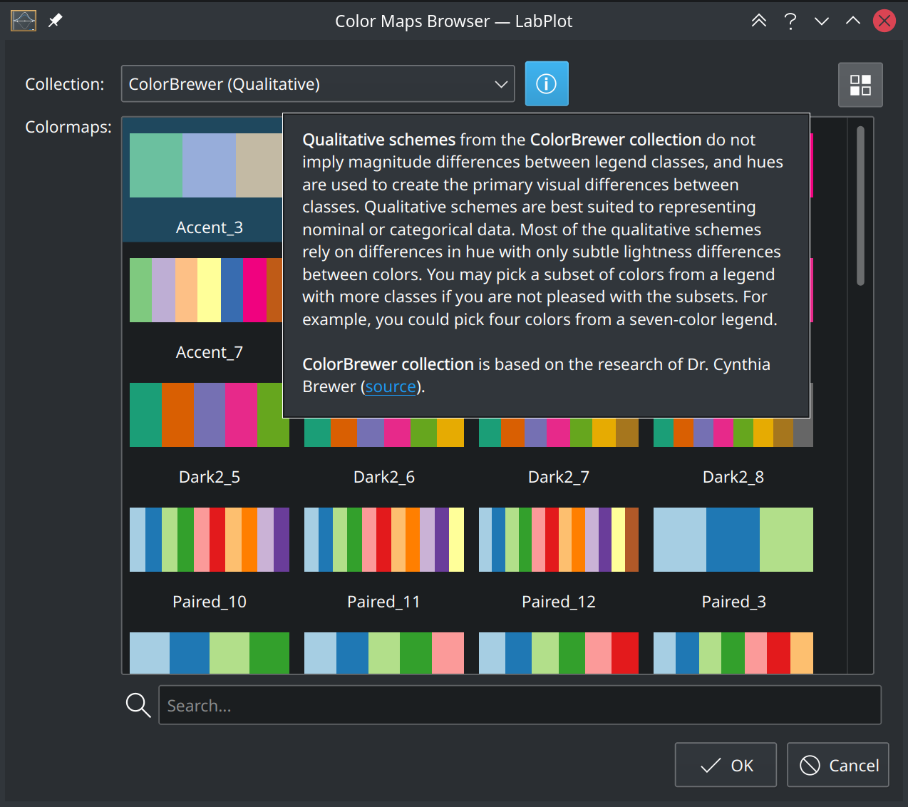 Information in the Color Maps Browser